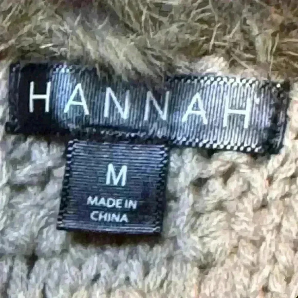 Hannah S Women's Tan Knit Wrap Cardigan Faux Fur Collar Size M - Picture 4 of 4